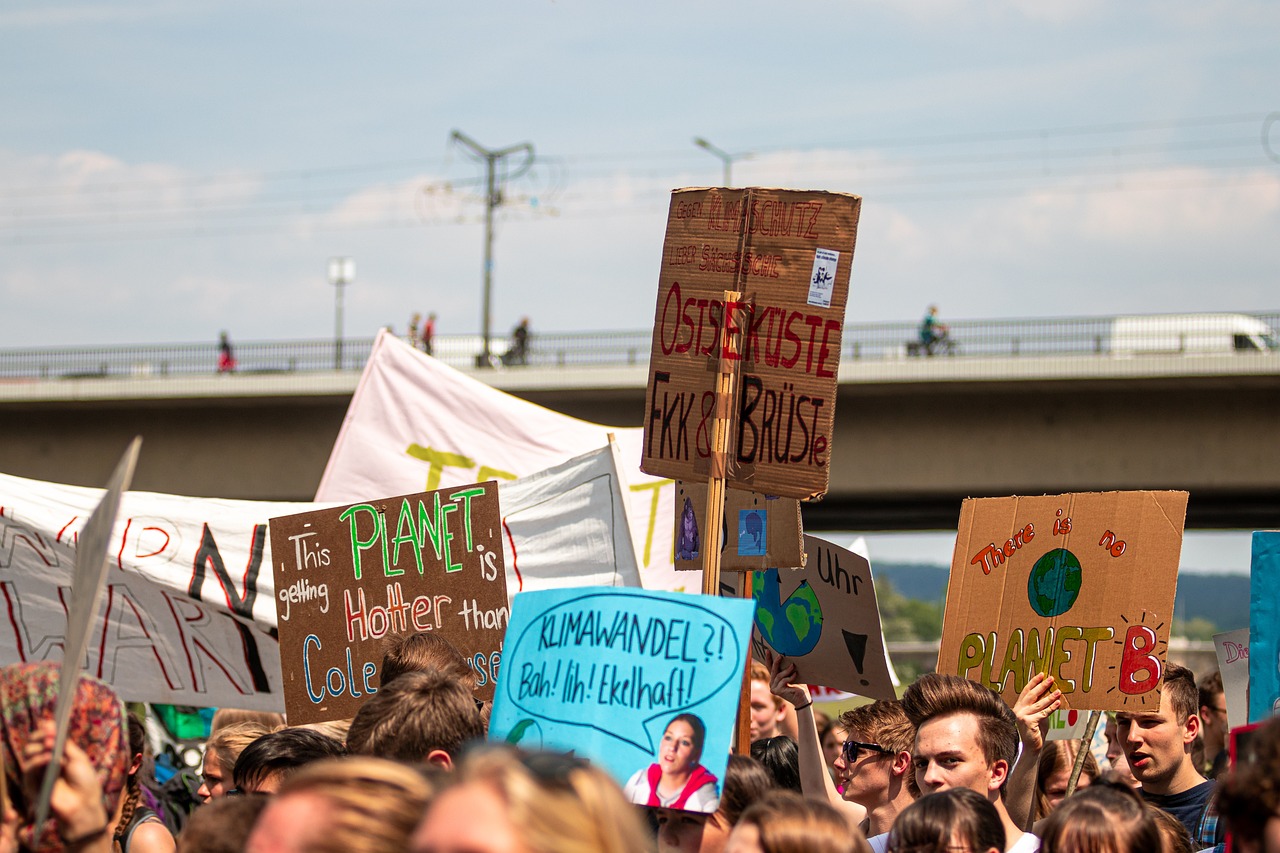 participez à une manifestation pacifique pour le climat visant à sensibiliser et encourager des actions durables pour protéger notre planète.